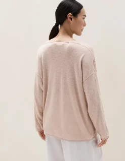 Linen Cotton Deep V-Neck Jumper