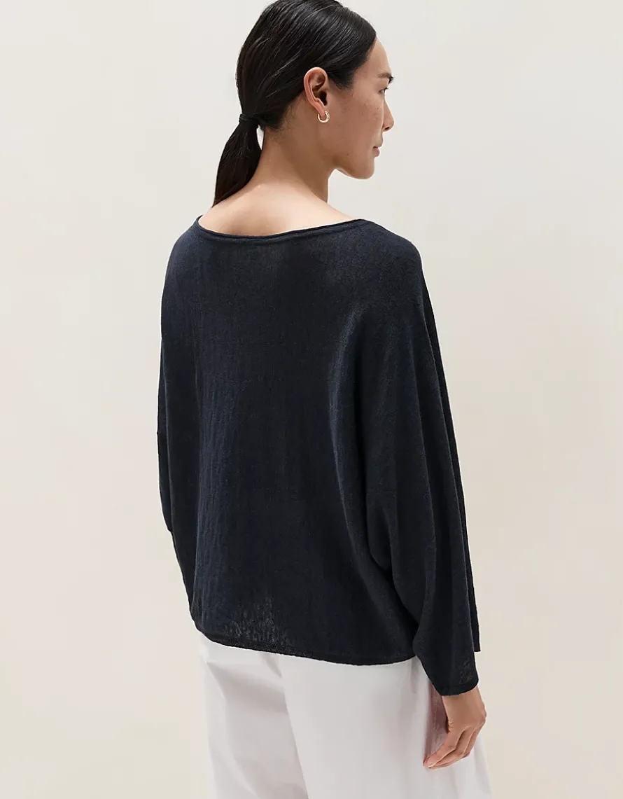 Linen Cotton Oversized Batwing Jumper