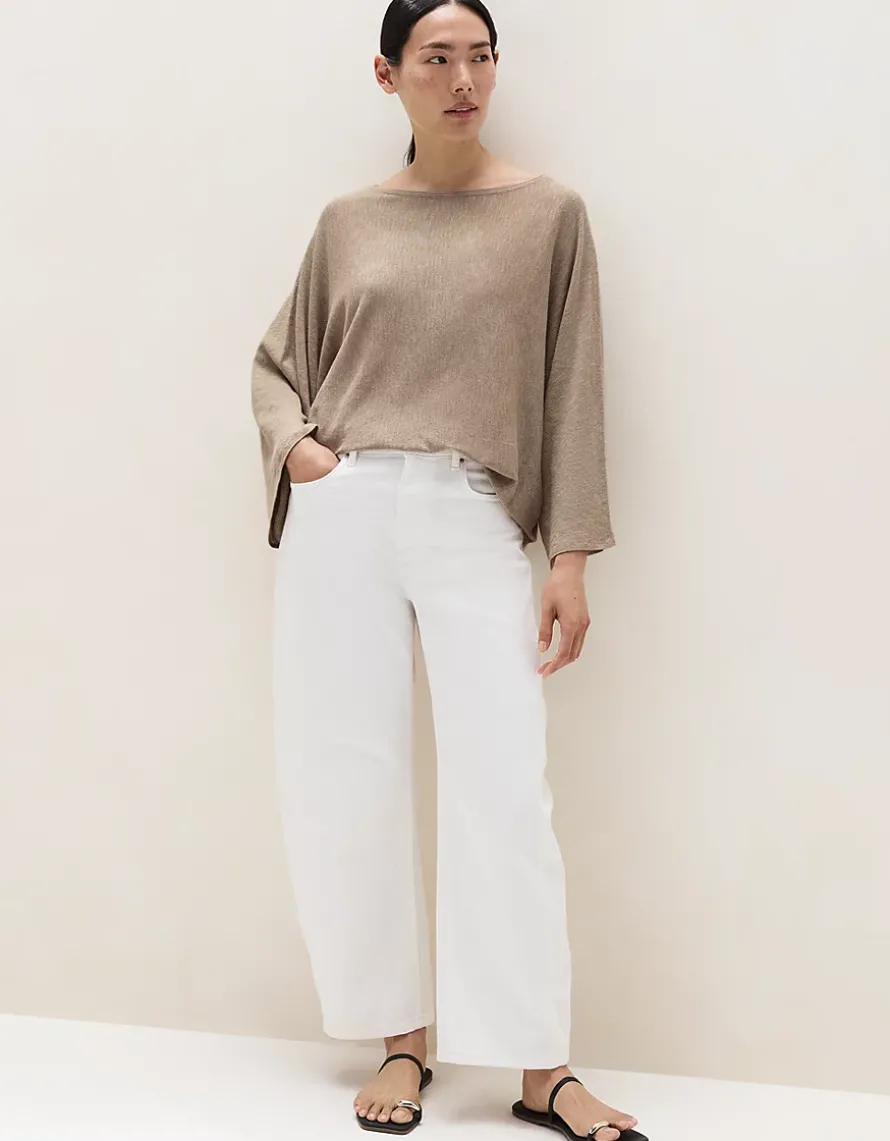 Linen Cotton Oversized Batwing Jumper