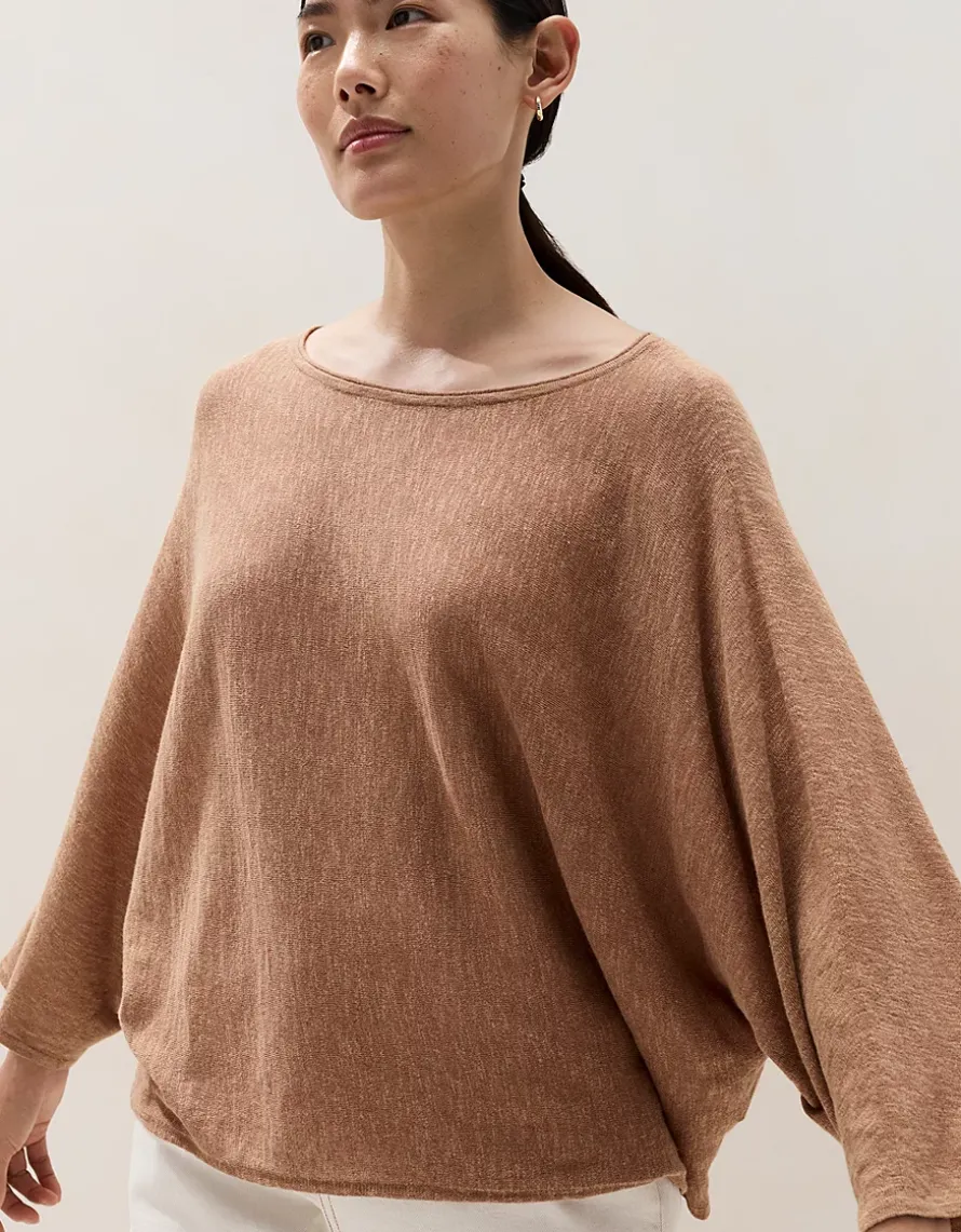 Linen Cotton Oversized Batwing Jumper