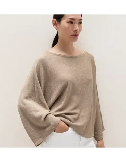 Linen Cotton Oversized Batwing Jumper