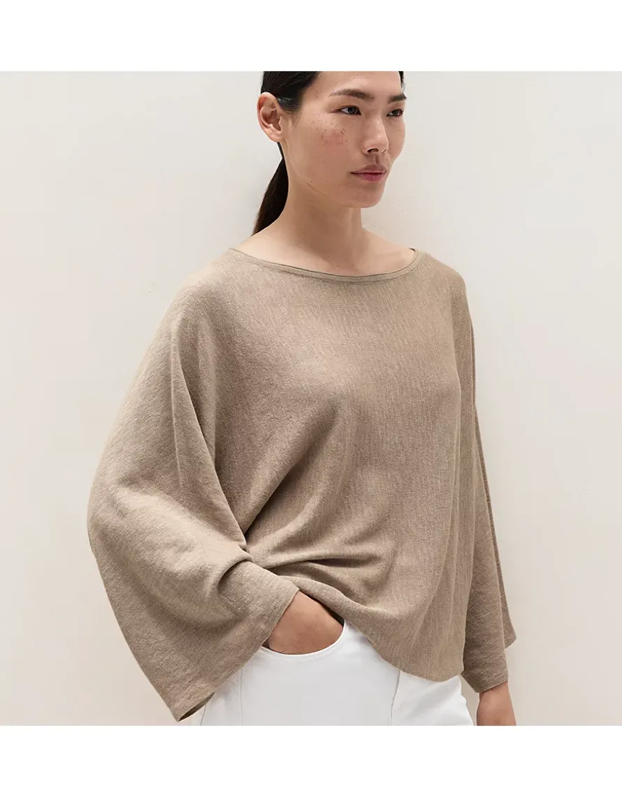 Linen Cotton Oversized Batwing Jumper