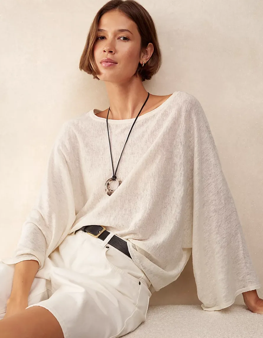 Linen Cotton Oversized Batwing Jumper