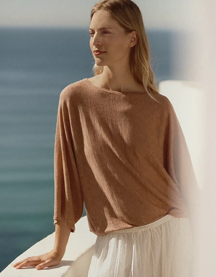 Linen Cotton Oversized Batwing Jumper