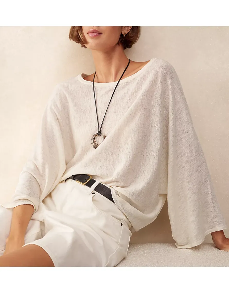 Linen Cotton Oversized Batwing Jumper