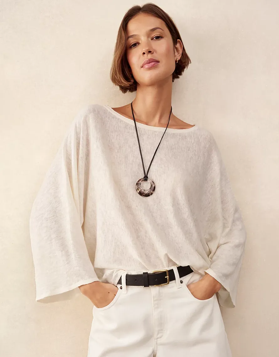 Linen Cotton Oversized Batwing Jumper