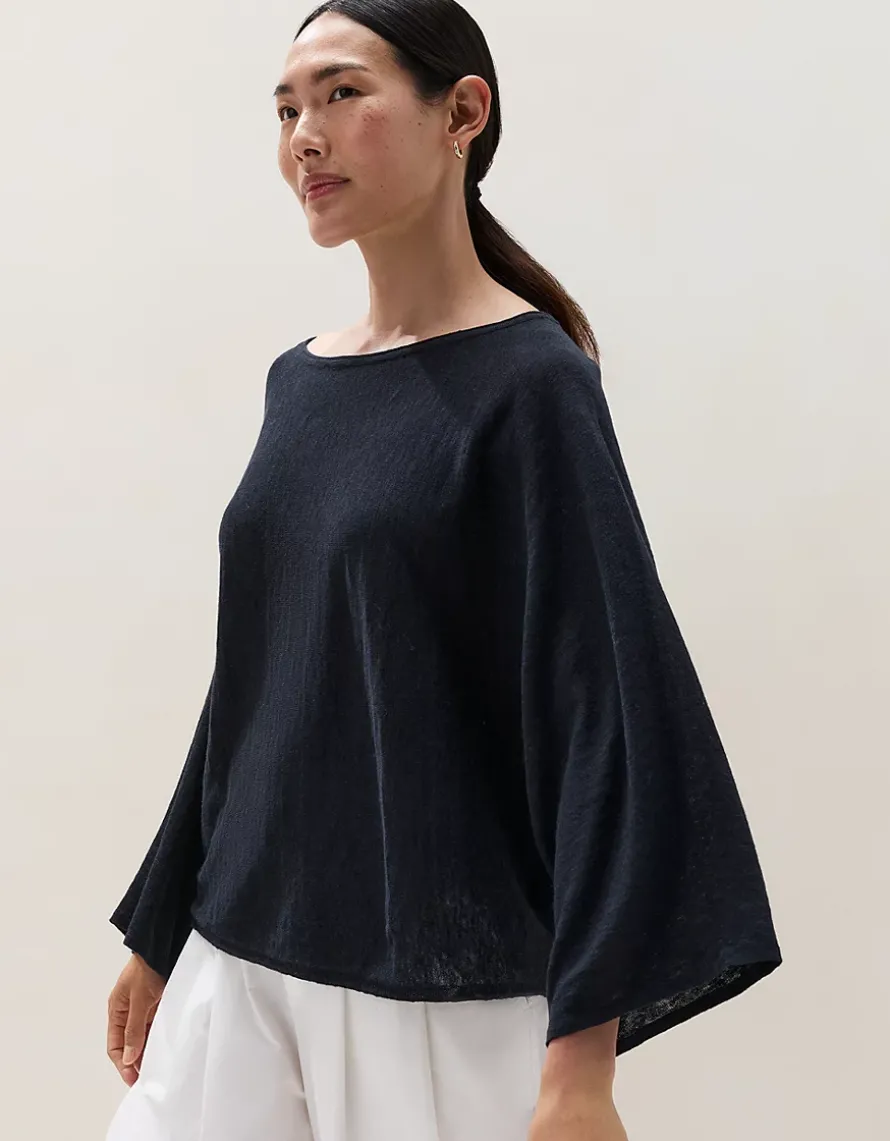 Linen Cotton Oversized Batwing Jumper
