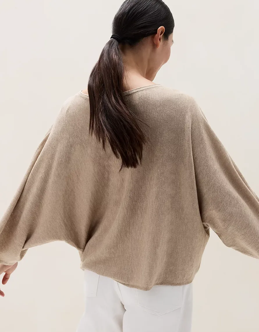 Linen Cotton Oversized Batwing Jumper