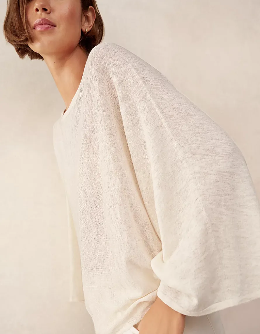 Linen Cotton Oversized Batwing Jumper