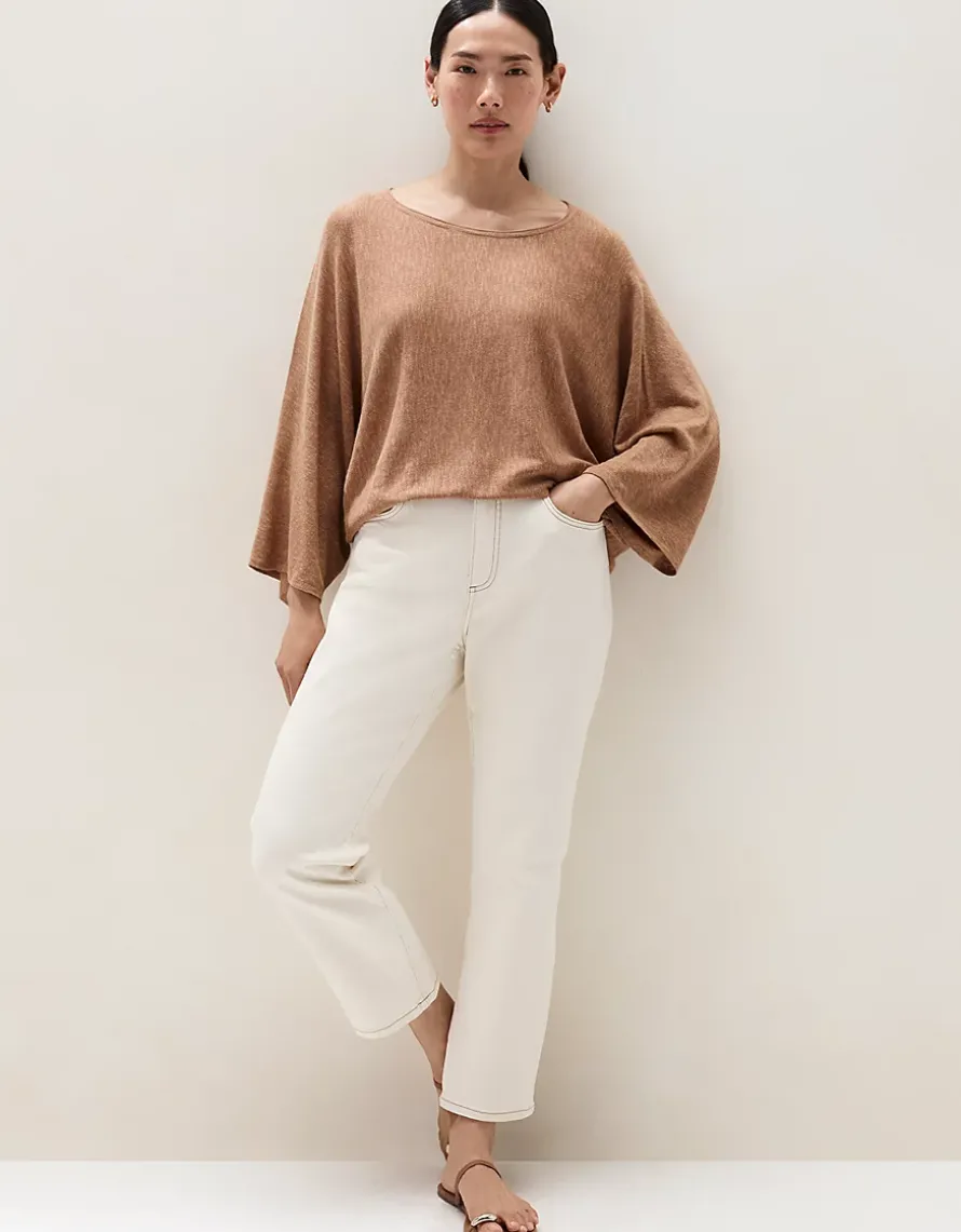 Linen Cotton Oversized Batwing Jumper