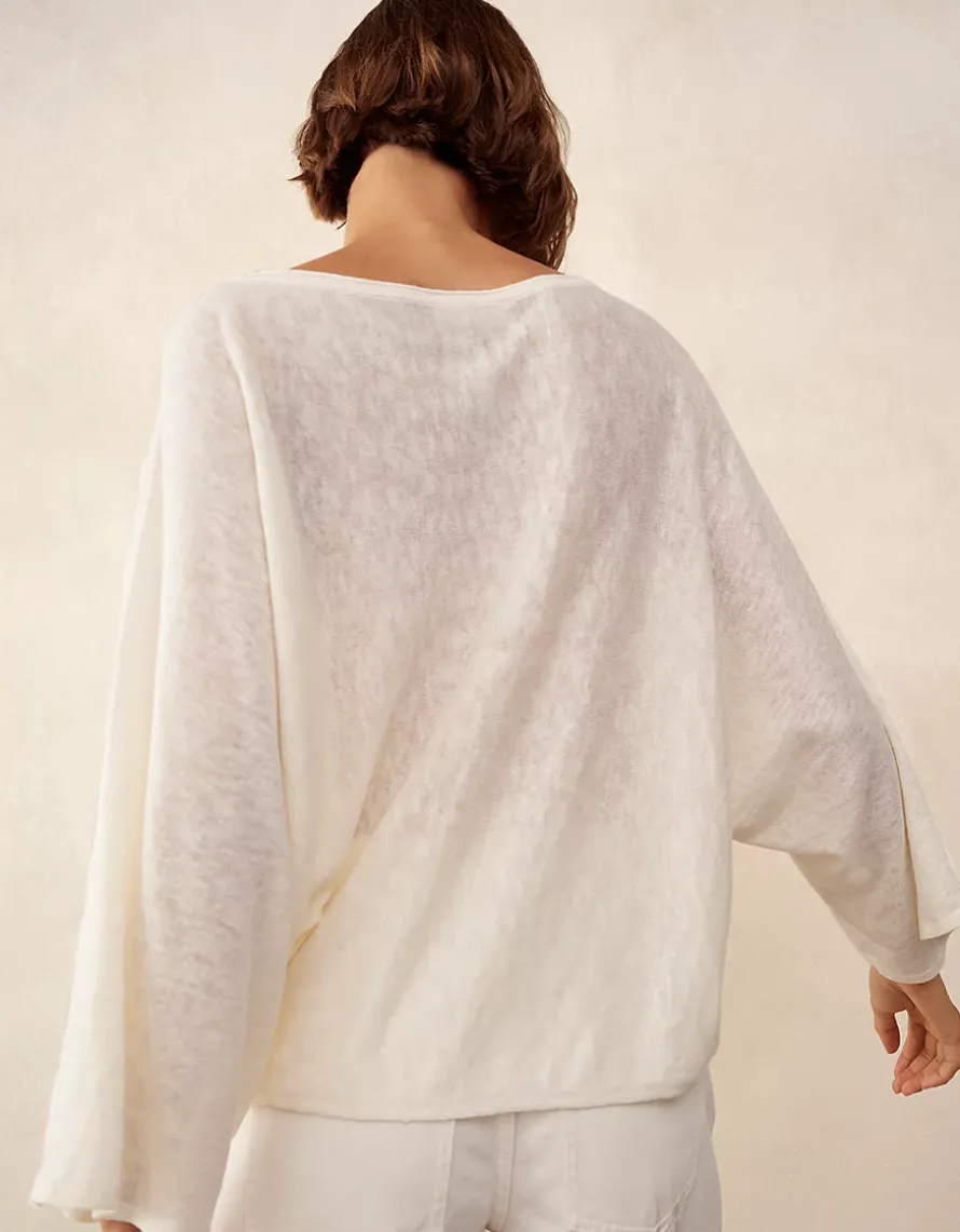 Linen Cotton Oversized Batwing Jumper