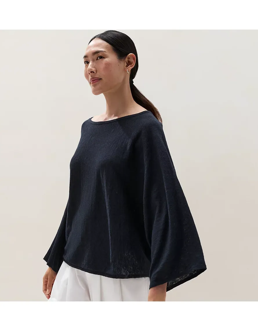 Linen Cotton Oversized Batwing Jumper