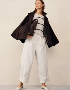 Linen Cotton Stripe Oversized Batwing Jumper