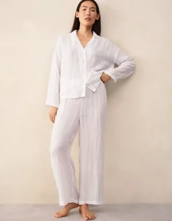 Linen Drop Shoulder Cropped Trouser Pyjama Set