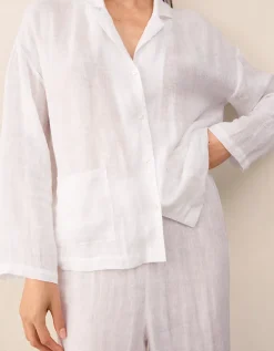Linen Drop Shoulder Cropped Trouser Pyjama Set