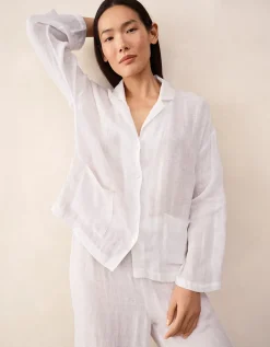 Linen Drop Shoulder Cropped Trouser Pyjama Set