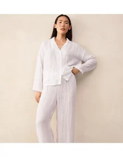 Linen Drop Shoulder Cropped Trouser Pyjama Set