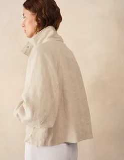 Linen Funnel Neck Jacket