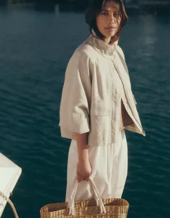 Linen Funnel Neck Jacket