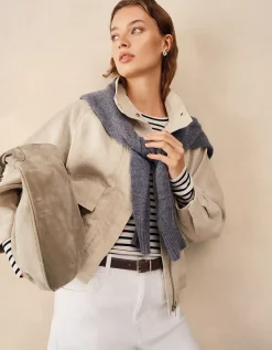 Linen Funnel Neck Jacket