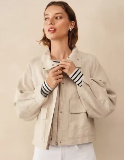 Linen Funnel Neck Jacket