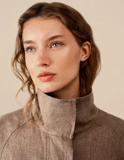 Linen Funnel Neck Jacket