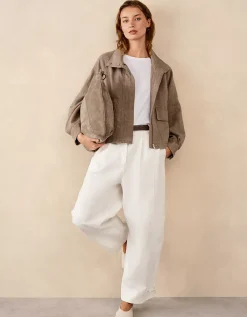 Linen Funnel Neck Jacket