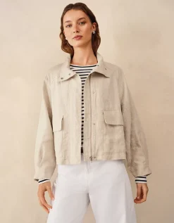 Linen Funnel Neck Jacket