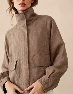 Linen Funnel Neck Jacket