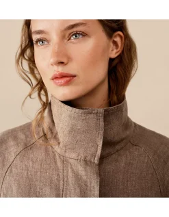 Linen Funnel Neck Jacket