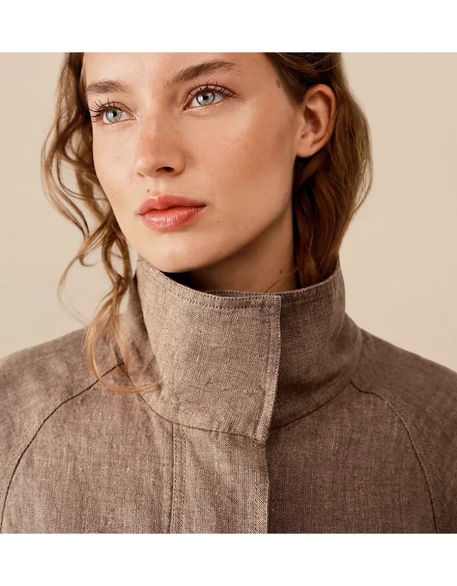 Linen Funnel Neck Jacket