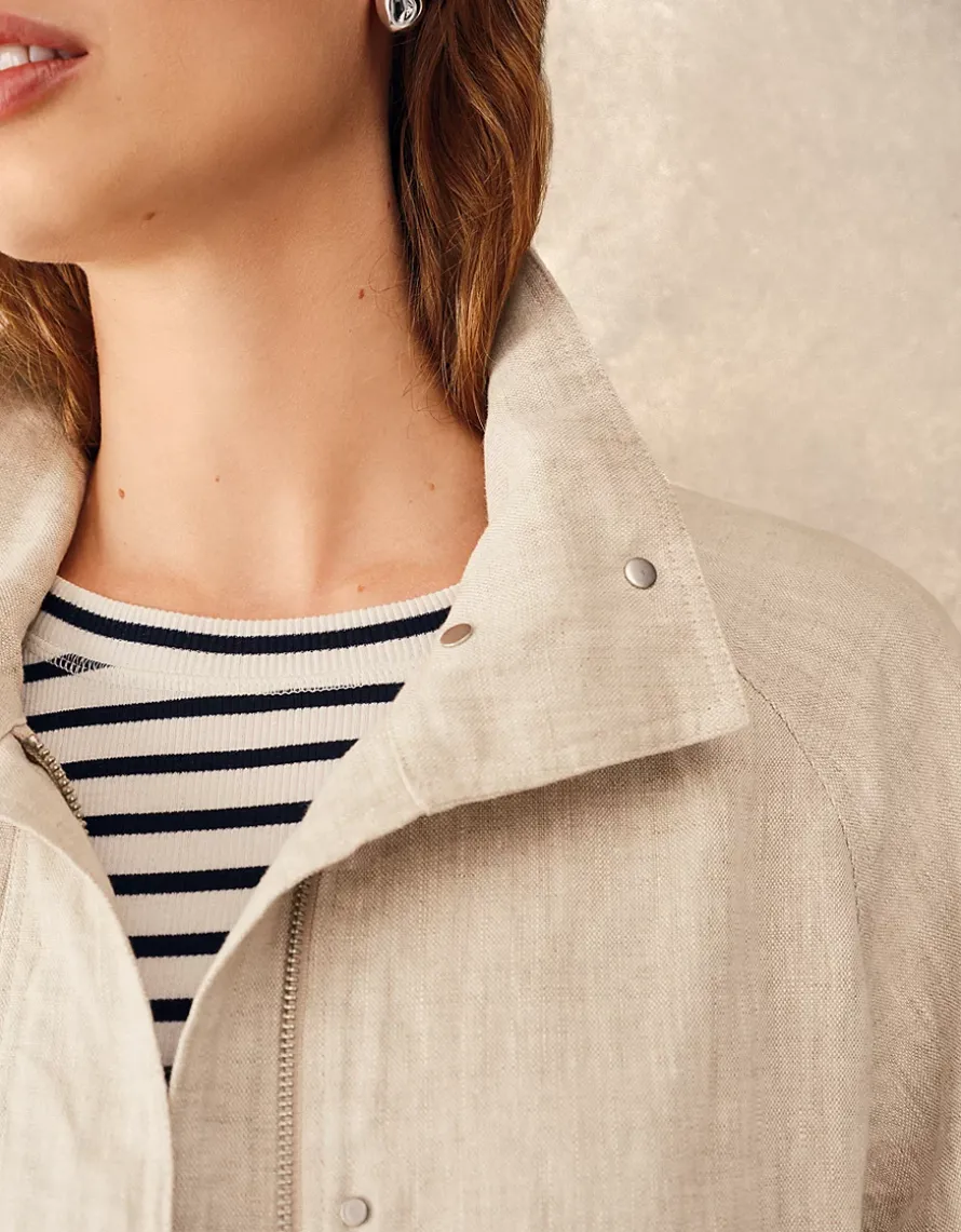 Linen Funnel Neck Jacket