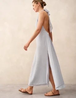 Linen Gauze Halter Neck Beach Dress