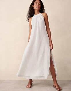 Linen Gauze Halter Neck Beach Dress