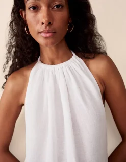Linen Gauze Halter Neck Beach Dress