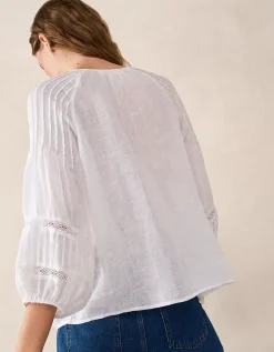 Linen Gauze Pintuck Boho Blouse