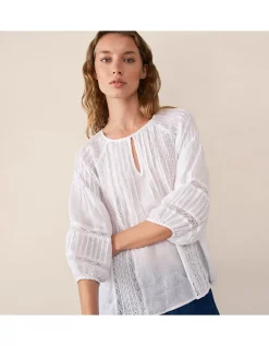 Linen Gauze Pintuck Boho Blouse