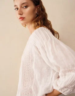 Linen Gauze Pintuck Boho Blouse