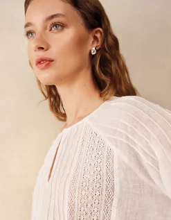 Linen Gauze Pintuck Boho Blouse