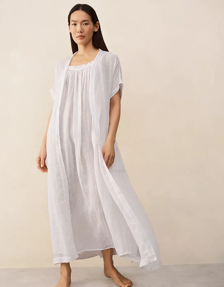 Linen Gauze Short Sleeve Robe