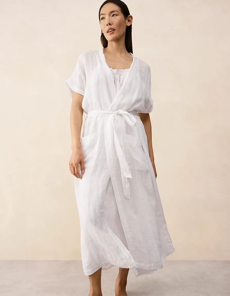 Linen Gauze Short Sleeve Robe