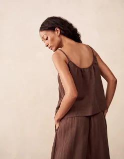 Linen Gauze Strappy Scoop Neck Top