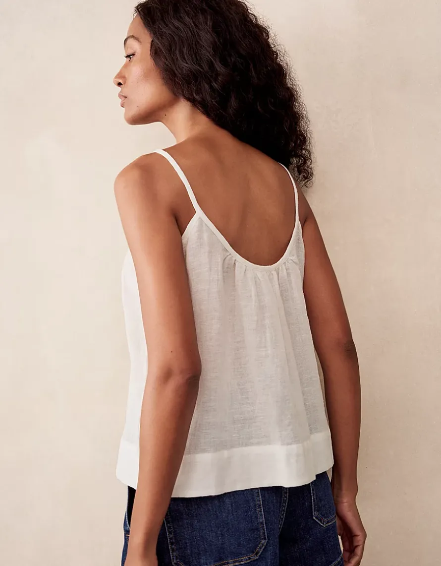 Linen Gauze Strappy Scoop Neck Top
