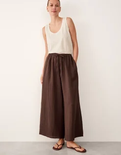 Linen Gauze Wide Leg Beach Trousers