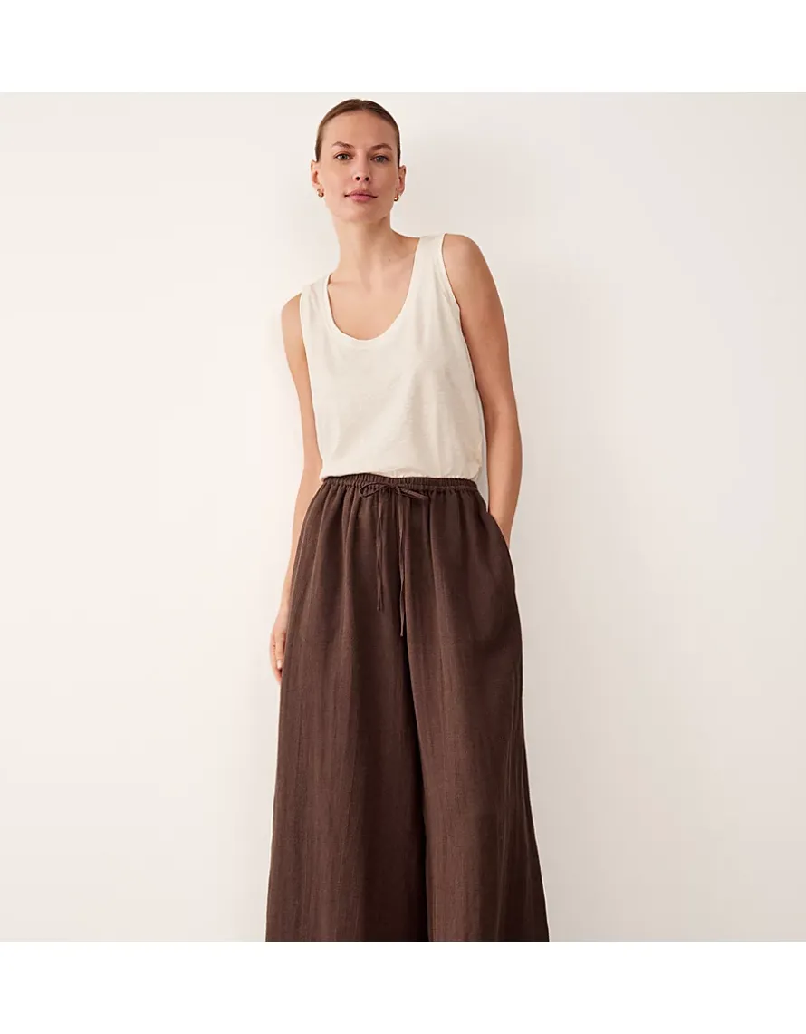 Linen Gauze Wide Leg Beach Trousers