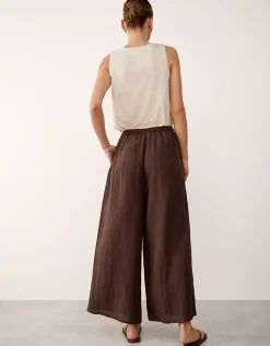 Linen Gauze Wide Leg Beach Trousers