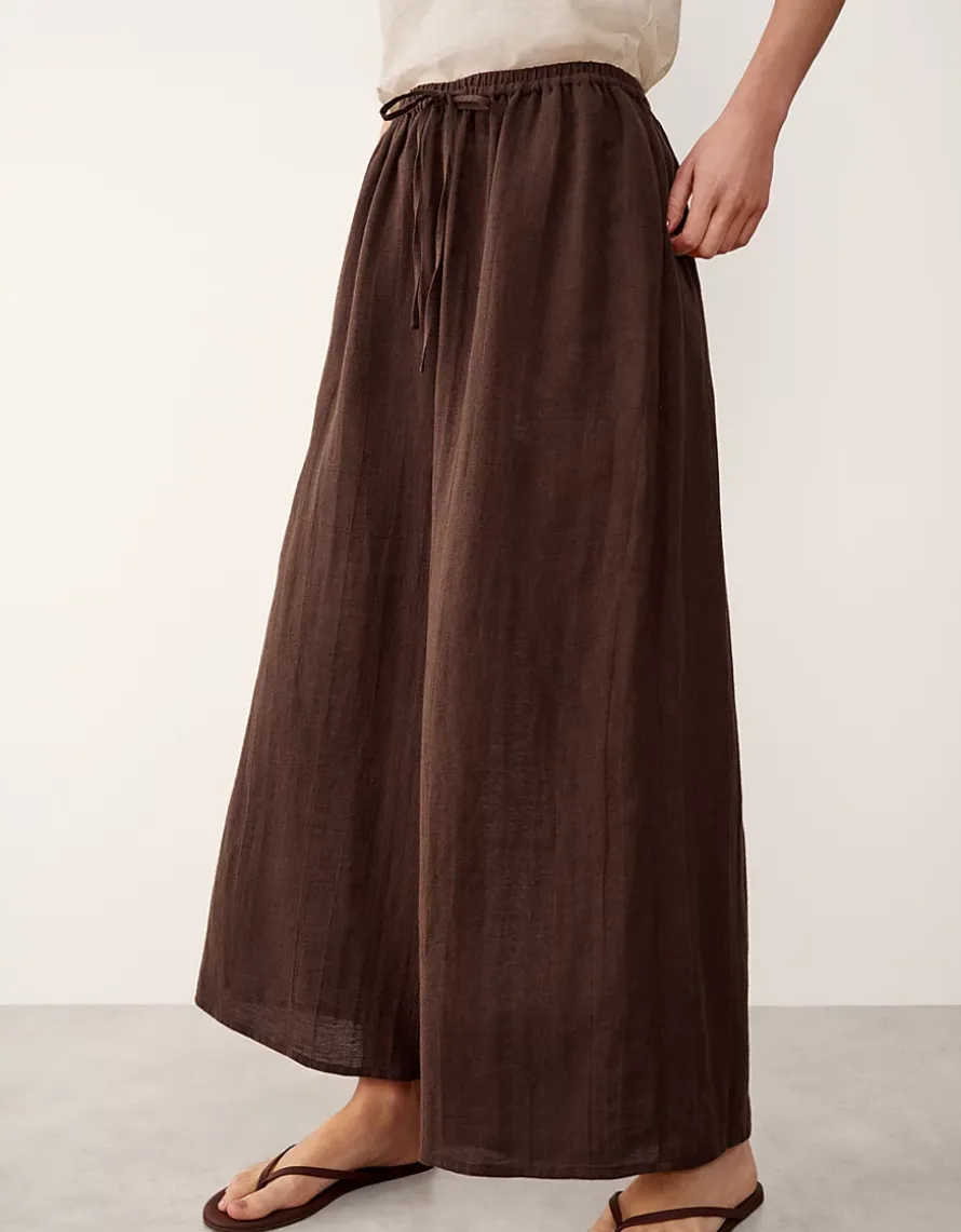 Linen Gauze Wide Leg Beach Trousers