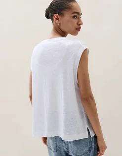 Linen Jersey Button Through Tank