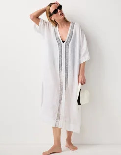 Linen Lace Insert Maxi Kaftan