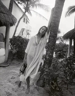 Linen Lace Insert Maxi Kaftan